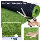 Homietina Artificial Grass Rug 0.8 Inch Pile Height 4FTX6FT Indoor Outdoor Rug Fake Grass Carpet with Drainage Holes Artificial Turf Faux Grass Rug Realistic Turf Soft Rubber Backing Custom Size