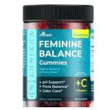 Feminine Balance Gummies for Women Vaginal Probiotics for Women pH Balance & Odor Control 60ct Prebiotics and Probiotics for Womens Berry Flavor Vaginal Health Supplement