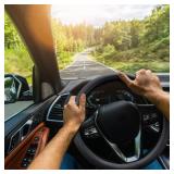 2025 Model Breathable Soft Leather Car Steering Wheel Cover for Men Women, Non-Slip, Comfortable,Universal 15 inches Steering Wheels, Black