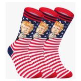 Trump Socks 3-Pack - Funny Donald Trump Gifts for Men Women, Patriotic MAGA American Flag Novelty Socks 3-pack