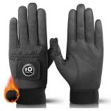 FINGER TEN Men Winter Golf Gloves Warm with Ball Marker Grip Performance Value 1 Pair Large Cold Weather Windproof Size from Medium to XL (Large)