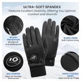 FINGER TEN Men Winter Golf Gloves Warm with Ball Marker Grip Performance Value 1 Pair Large Cold Weather Windproof Size from Medium to XL (Large)