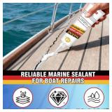 Marine Adhesive Sealant White, High Bond Strength Marine Silicone Sealant, Waterproof Marine Glue, Fast Cure, UV Resistant, Flexible Sealant for Boats, Above and Below Waterline Repairs