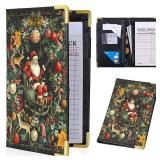 Tucocoo Santa Claus Waitress Book, Leather Server Books for Waitress with Zipper Pocket, Christmas Server Book, Cash Check Bill Receipt Holder, Guest Book Note Pad Waiter Accessories Fit Server Apron