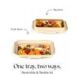 CruditÃ©s | Portable Snack Tray | Rectangle 2-Pack | Cream White | Reversible Stretch Lid Food Containers | BPA-Free, Freezer & Dishwasher Safe | Meal-Prep, Charcuterie, Salads, Picnic, Travel