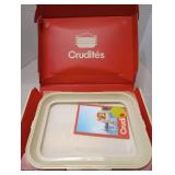 CruditÃ©s | Portable Snack Tray | Rectangle 2-Pack | Cream White | Reversible Stretch Lid Food Containers | BPA-Free, Freezer & Dishwasher Safe | Meal-Prep, Charcuterie, Salads, Picnic, Travel