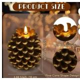 6 Pcs Pine Cone Candles Flameless, Battery Operated Pine Cone Candles, 3D Wick Battery Candle Flickering for Holiday Home Decor, Battery