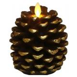 6 Pcs Pine Cone Candles Flameless, Battery Operated Pine Cone Candles, 3D Wick Battery Candle Flickering for Holiday Home Decor, Battery