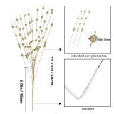 efivs arts 10 Pack Golden Artificial Glitter Berry Stems 15.7\" Fake Christmas Picks Decorative Glitter Sticks for Christmas Tree DIY Wreath Crafts Fireplace Decor