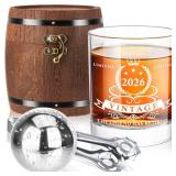 LIGHTEN LIFE Retirement Gifts for Men 2026,The Legend Has Retired 2026 Whiskey Glass Set in Barrel Box,Funny Retirement Whiskey Glass,Happy Retired Gifts for Men