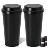 LCMWHOP Car Trash Can Bin with Lid - 2 Pack Mini Car Garbage Can Cup Holder-Black Small Leakproof Vehicle Trash Bin-Automotive Organizers and Storage for Back Seat Door SUV Accessories