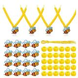 Huquary 16 Sets Bee Necklace Bead Crafts Kit DIY Summer Bee Rustic Farmhouse Charms for Summer Favors Birthday Gifts Holiday Tiered Tray Table Decor