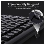 AUSDOM Y2 Wired USB Keyboard with Number Pad,Spill-Resistant,Chiclet Keyboard,Adjustable Tilt, Ergonomic Office Keyboards for Windows Mac PC Laptop,Full Size Key Board