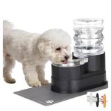 RIZZARI Automatic Cat Water Dispenser: Large 5L Black with Stainless Steel Bowl - Spill-Proof Design - Extra-Wide Elevated Feeder - Eases Drinking for Senior Dogs with Joint/Spine Issues - Home Use