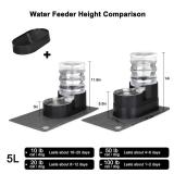 RIZZARI Automatic Cat Water Dispenser: Large 5L Black with Stainless Steel Bowl - Spill-Proof Design - Extra-Wide Elevated Feeder - Eases Drinking for Senior Dogs with Joint/Spine Issues - Home Use