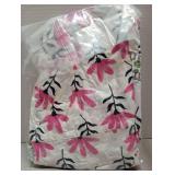 Sunny Spirit Women Casual Long Boho Maxi Beach Travel Wedding Dresses V Neck Fall Summer Spring Flowy Dress Pink Black Floral Size Large