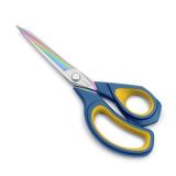 LIVINGO 9.5 Premium Fabric Scissors, Heavy Duty All-Purpose Titanium Coating Forged Stainless Steel Sharp Sewing Tailor Dressmaking Shears Comfort Grip Crafting Leather Cutting, Navy Blue/Yellow