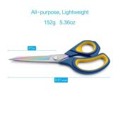 LIVINGO 9.5 Premium Fabric Scissors, Heavy Duty All-Purpose Titanium Coating Forged Stainless Steel Sharp Sewing Tailor Dressmaking Shears Comfort Grip Crafting Leather Cutting, Navy Blue/Yellow
