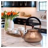 44oz Pure Copper Tea Kettle for Stovetop Safe, Chinese Style Non-Coating Teapot with Filter Holes and Tea Ball for Loose Tea, Handmade Solid Metal Tea Pot with Non Slip Handle(1300ml)