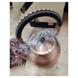 44oz Pure Copper Tea Kettle for Stovetop Safe, Chinese Style Non-Coating Teapot with Filter Holes and Tea Ball for Loose Tea, Handmade Solid Metal Tea Pot with Non Slip Handle(1300ml)