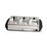 Elite Gourmet 7.5 Quart Triple Buffet Server Food Warmer Temperature Control  Clear Slotted Lids