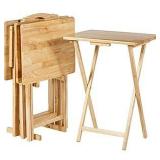 Amazon Basics Classic TV Dinner Folding Trays with Storage Rack - Set of 4, Natural (B07MKQGJSW)