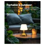 KDG Modern Cordless Small Table Lamps, Portable LED Dimmable Desk Lamp, 4000mAh Rechargeable Battery Operated Lighting for Restaurant, Bedroom, Bedside, Bar, Outdoor, Camping, Night Light(Gold)