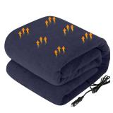 Westinghouse Heated Car Blanket with 3 Heating Levels, 4 Hours Auto Off, 12 Volt Electric Blanket for Car, Truck, SUV, RV, Portable Heated Throw for Camping, Machine Washable, 59\" x 43\" (Navy)