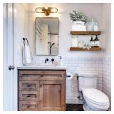 QEEIG Bathroom Floating Shelves for Wall - 15.7\" Wall Mounted Shelf Over Toilet Farmhouse Home Decor Display Bookshelf Small 15.7 x 6.7 inch Set of 2, Rustic Brown (008-40BN)