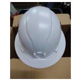White adjustable hard hat with attachable flashlight
