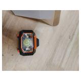 White adjustable hard hat with attachable flashlight