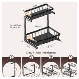 ADBIU Under Sink Organizer, 2 Pack 2 Tier Expandable Height (13.2\" - 17.2\") Pulling Out Kitchen Bathroom Cabinet Organizers