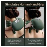 FOTFPYR Bionic Neck and Shoulder Massager with Heat, 4D Deep Tissue Shiatsu Massage Tool, Simulated Human Hand Kneading for Cervical Pain Relief, Portable Cordless Rechargeable Relax Gift (Green)