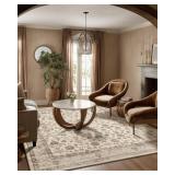 Washable Area Rugs for Living Room: 5x7 Bedroom Rug Boho Vintage Area Rug Stain Resistant Non Slip Low Pile Lightweight Soft Carpets for Dining Room Kitchen Nursery Kids Room Playroom Home Office