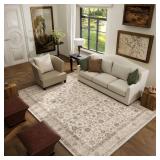 Washable Area Rugs for Living Room: 5x7 Bedroom Rug Boho Vintage Area Rug Stain Resistant Non Slip Low Pile Lightweight Soft Carpets for Dining Room Kitchen Nursery Kids Room Playroom Home Office