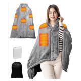 Diweez Heated Blanket Battery Operated, USB Cordless Electric Blanket with 10000mAH Battery and 3 Heating Levels(Grey)