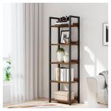 NUMENN Narrow Bookshelf, 5 Tier Bookshelves, Home Office Bookcase Shelf Storage Organizer, Free Standing Storage Shelving Unit for Bedroom, Living Room and Home Office, Vintage
