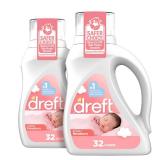 Dreft Newborn Baby Liquid Laundry Detergent, Gentle on Sensitive Skin, HE Compatible, 2 pack, 32 loads each