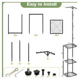 CZWL&HG 3 Tier Hanging Plant Stand Indoor/Outdoor - 67\" Tall Metal Plant Shelf for 5 Potted Flowers, Square Corner Plant Stand with Durable Steel Frame for Living Room, Patio & Garden