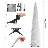 White Christmas Tree, 5ft Collapsible Pop Up Tinsel Christmas Tree for Holiday Party Xmas Decor, Home Office Farmhouse Fireplace Decoration