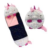Happy Nappers Pillow & Sleepy Sack- Comfy, Cozy, Compact, Super Soft, Warm, All Season, Sleeping Bag with Pillow- Medium 54â x 20â, Shimmer Unicorn