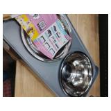 Elevated Bowls, 4 Height Adjustable Raised Stand With 2 Thick 50oz Stainless Steel Food Bowls, Non-Slip Feeder for Large Medium Dogs, Adjusts to 3.7\", 9.2\", 10.75\", 12.36\" Grey