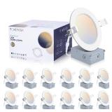POWERASIA 12 Pack 4 Inch Ultra-Thin LED Recessed Ceiling Light with Junction Box, 5CCT Dimmable 2700K/3000K/4000K/5000K/6000K, 9W 850lm Can Killer Downlight-ETL and Energy Star Certified