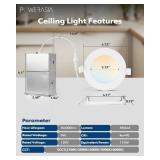 POWERASIA 12 Pack 4 Inch Ultra-Thin LED Recessed Ceiling Light with Junction Box, 5CCT Dimmable 2700K/3000K/4000K/5000K/6000K, 9W 850lm Can Killer Downlight-ETL and Energy Star Certified
