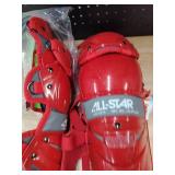 All Star Youth S7 Axis Baseball Catchers Leg Guards (9-12) Scarlet
