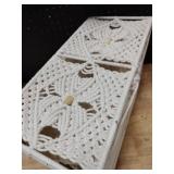 Whites container tray made of white cloth white yarn pattern