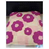 Pop art brand modern pillow orange light orange with dark purple flowers