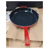 Bruntmor 12-Inch Enameled Cast Iron Skillet - Pre-Seasoned Frying Pan for Cooking, Grilling, and Baking - Smooth Nonstick Cast Iron Pan - Oven Safe and Durable Cookware for Versatile Use - Red