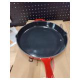 Bruntmor 12-Inch Enameled Cast Iron Skillet - Pre-Seasoned Frying Pan for Cooking, Grilling, and Baking - Smooth Nonstick Cast Iron Pan - Oven Safe and Durable Cookware for Versatile Use - Red