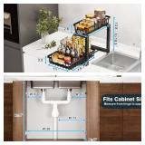 Under Sink Organizers, 2 Tier Pull Out Under Cabinet Organizerï¼Height Adjustable Pull Out Cabinet Drawers, Metal Sliding Drawer for Kitchen Bathroom Pantry Cabinet Closet Organization Rackï¼1